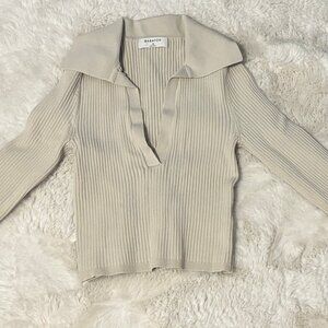 Aritzia NWOT SCULPT KNIT POLO LONGSLEEVE